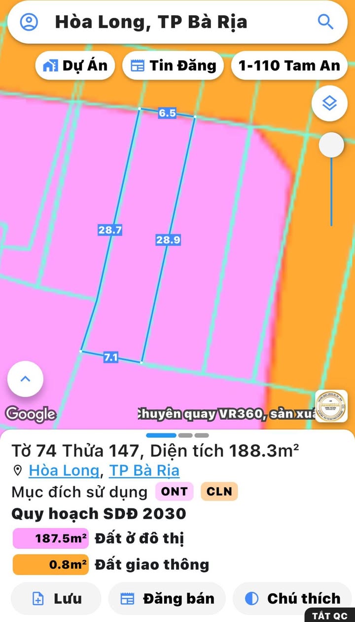 Đất Nền Bà Rịa 190m² - Mặt Tiền Hương Lộ 3, Đất Thổ Cư 100%!