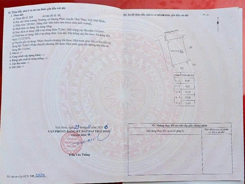 Đất nền Thụy Dương, Thái Thụy 189m² - Sổ đỏ chính chủ!