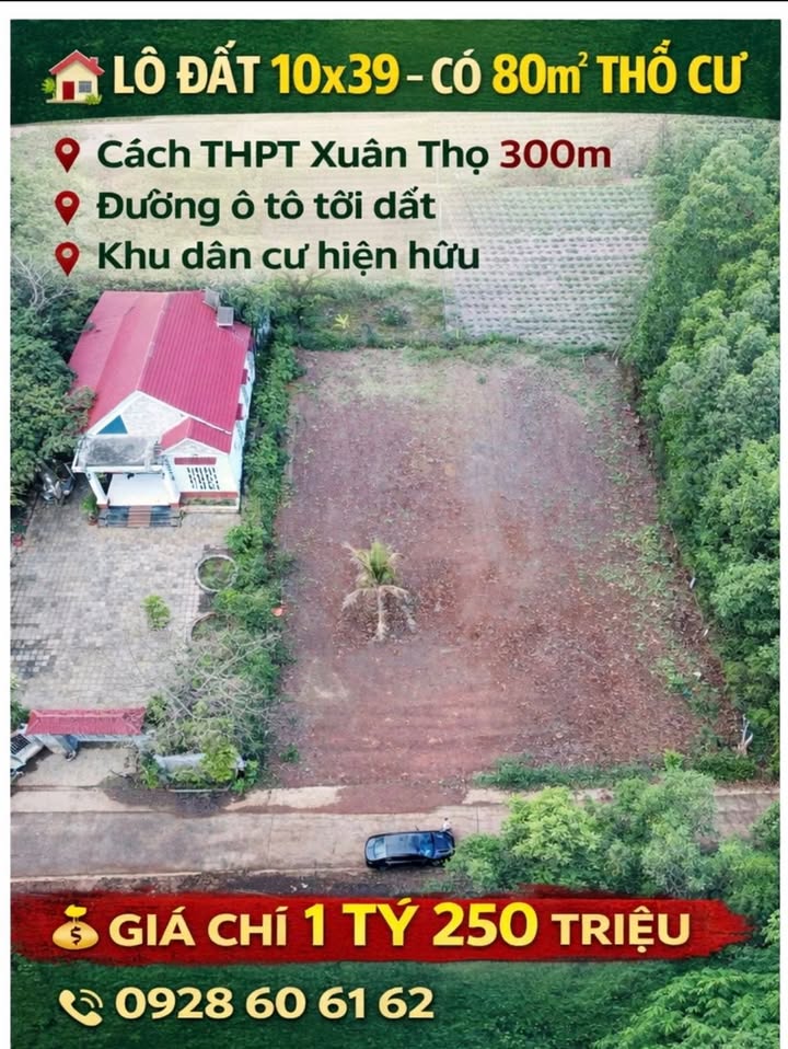 Đất Nền Long Thành 390m² Gần Trường THPT Xuân Thọ - Sổ Hồng Thổ Cư