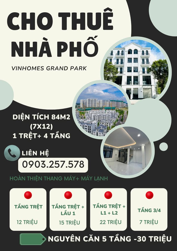 Nhà phố Vinhomes Grand Park 84m² - Mặt tiền kinh doanh