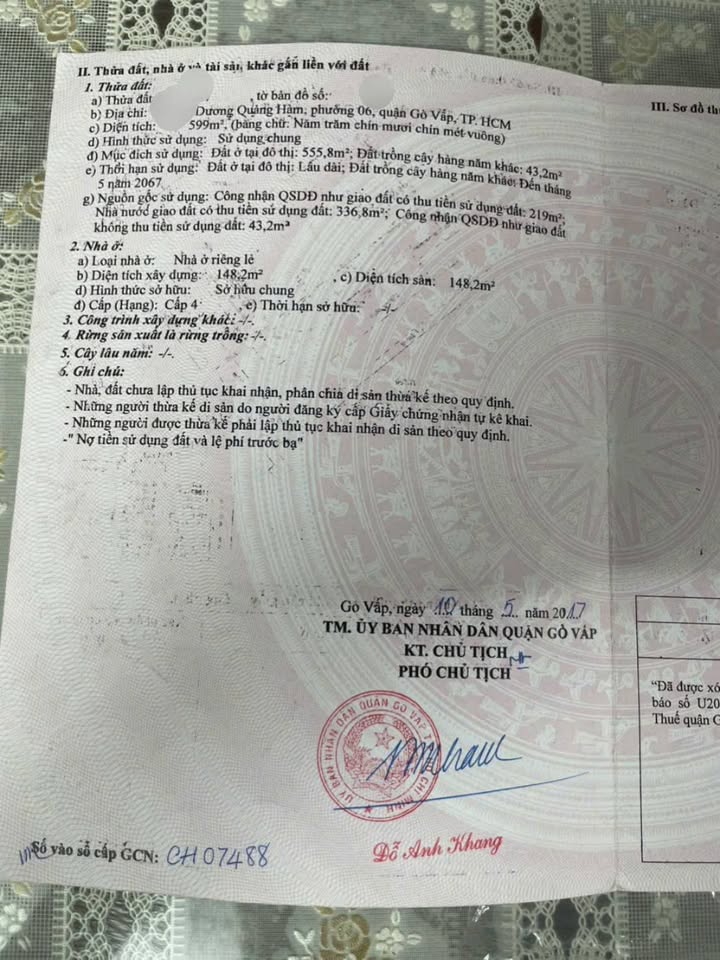 Đất nền Dương Quảng Hàm Gò Vấp 599m² - Dòng tiền ổn định 55 triệu/tháng!