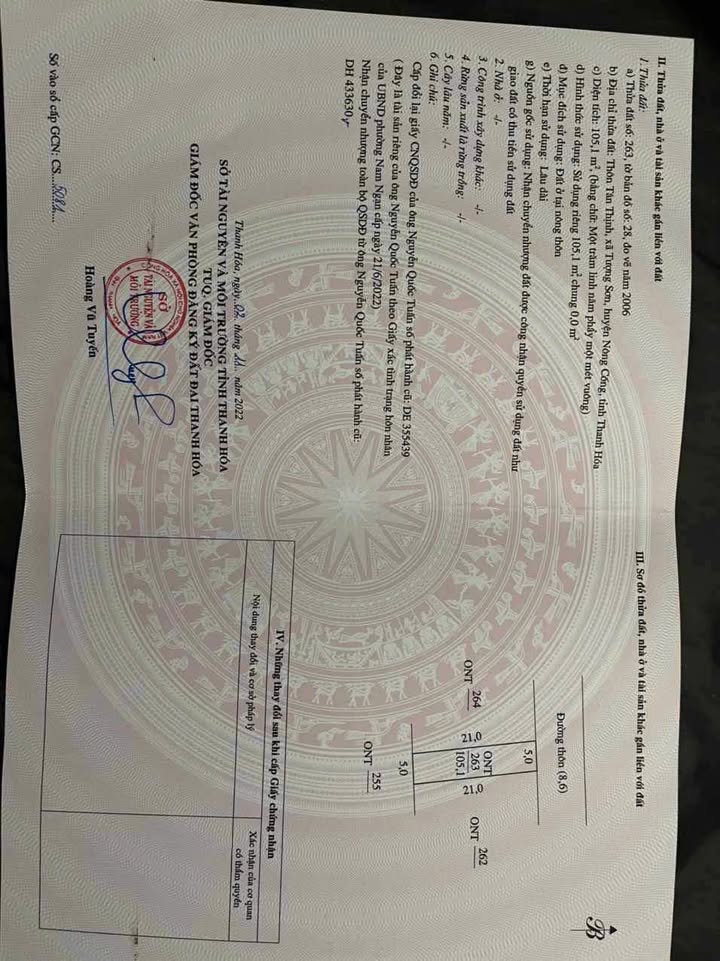 Lô Đất Tân Thọ, Nông Cống 105m² - Đất thổ cư 100% giá 2.x tỷ