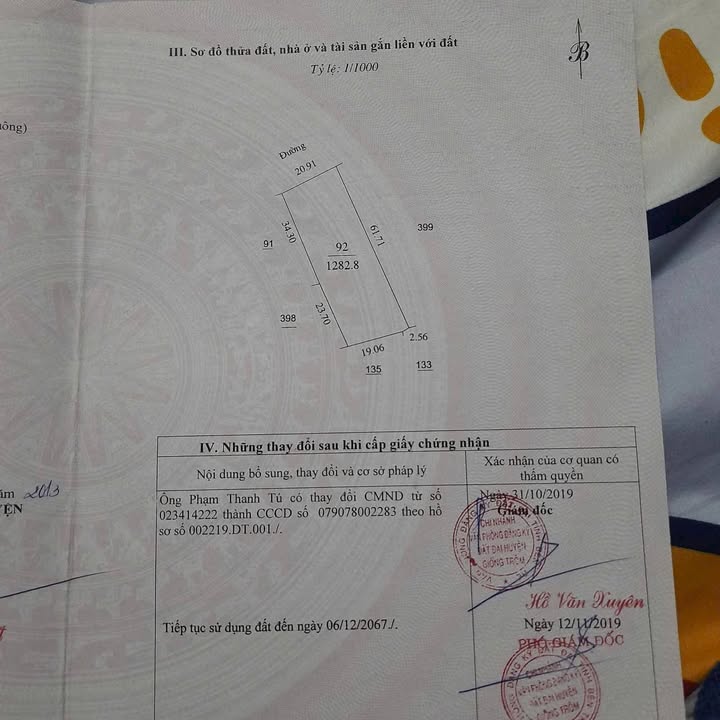 Đất nền Mỹ Thạnh, Ba Tri 1283m² - Pháp lý rõ ràng, tiềm năng sinh lời!