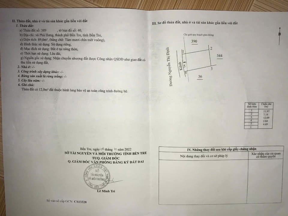 Đất Mặt Tiền Nguyễn Thị Định, Bến Tre - 89m² Sổ Đỏ Giá Chỉ 1.2 Tỷ