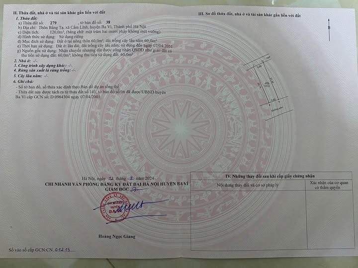 Đất nền Ba Vì 120m² giá 1 tỷ - Sổ đỏ chính chủ, kinh doanh tốt!