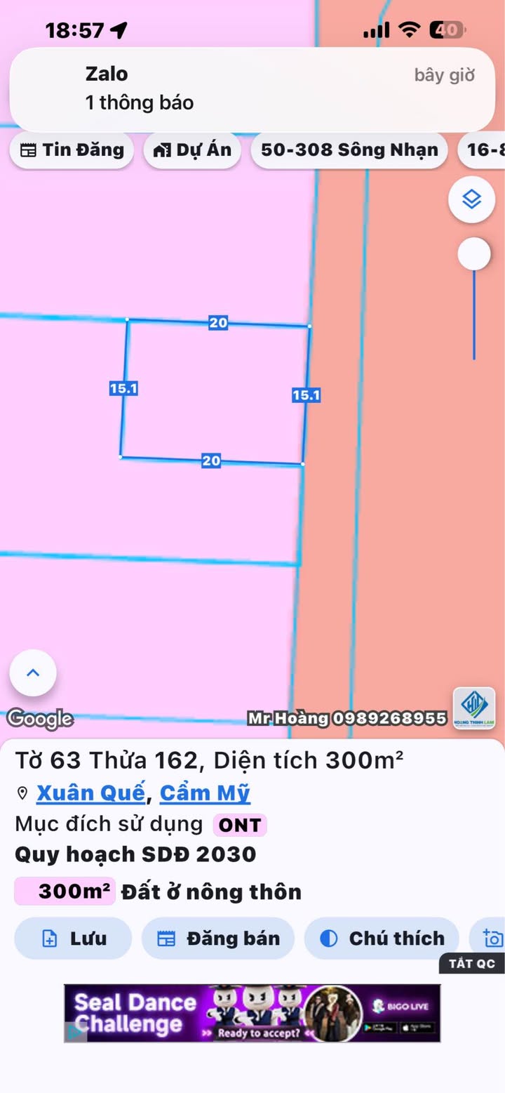 Đất thổ cư Xuân Quế 300m² 1.89 tỷ - Đất thổ cư 100%