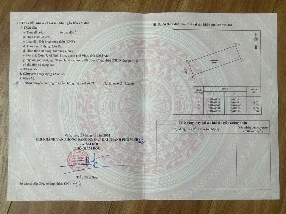 Bán Đất Mặt Tiền Phan Thôn Nghi Kim, Vinh - 96m² Full Thổ Cư, Hướng Tây Nam