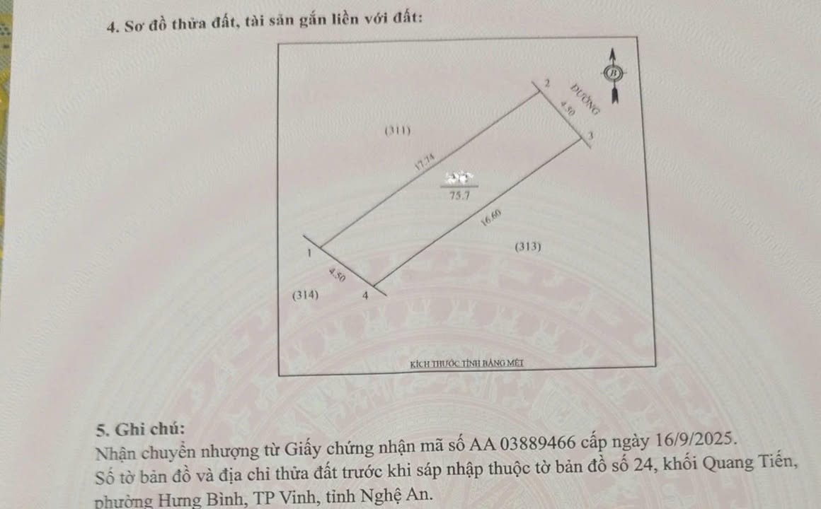 Đất Nền Phường Thành Vinh, TP Vinh 71.7m² - Sẵn Sổ Hồng, Giá Tốt