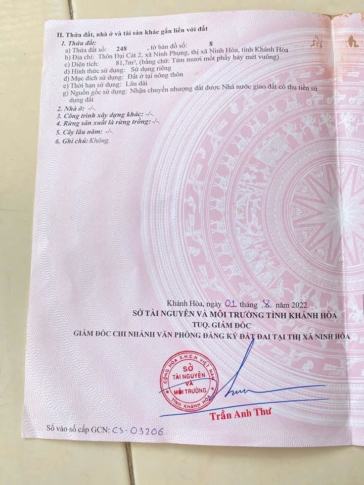 Đất nền Đại Cát 2, Ninh Hoà 81.7m² - Giá F0 400 triệu, Sổ đỏ sẵn sàng