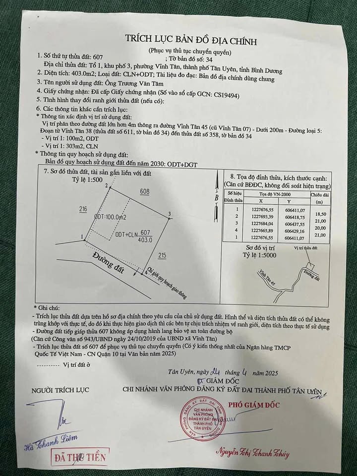 Đất nền Tân Mỹ, Bắc Tân Uyên 400m² - Tiềm năng tăng giá cực lớn!
