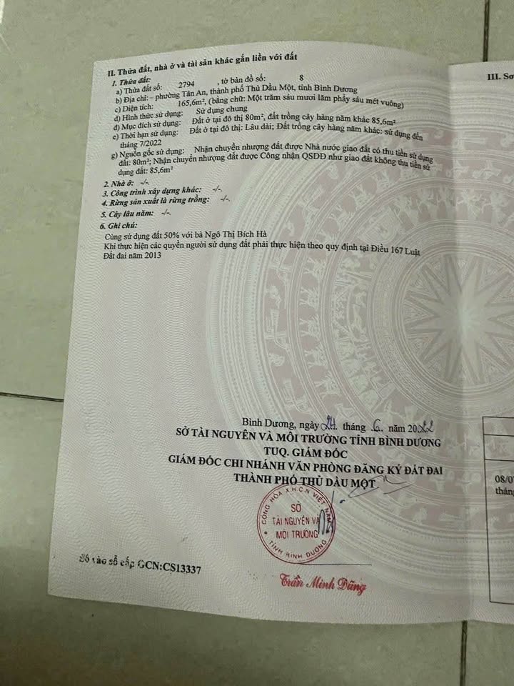 Bán Đất Tỉnh Bình Dương 165m² - Sổ Đỏ Thổ Cư, Gần Trường Học