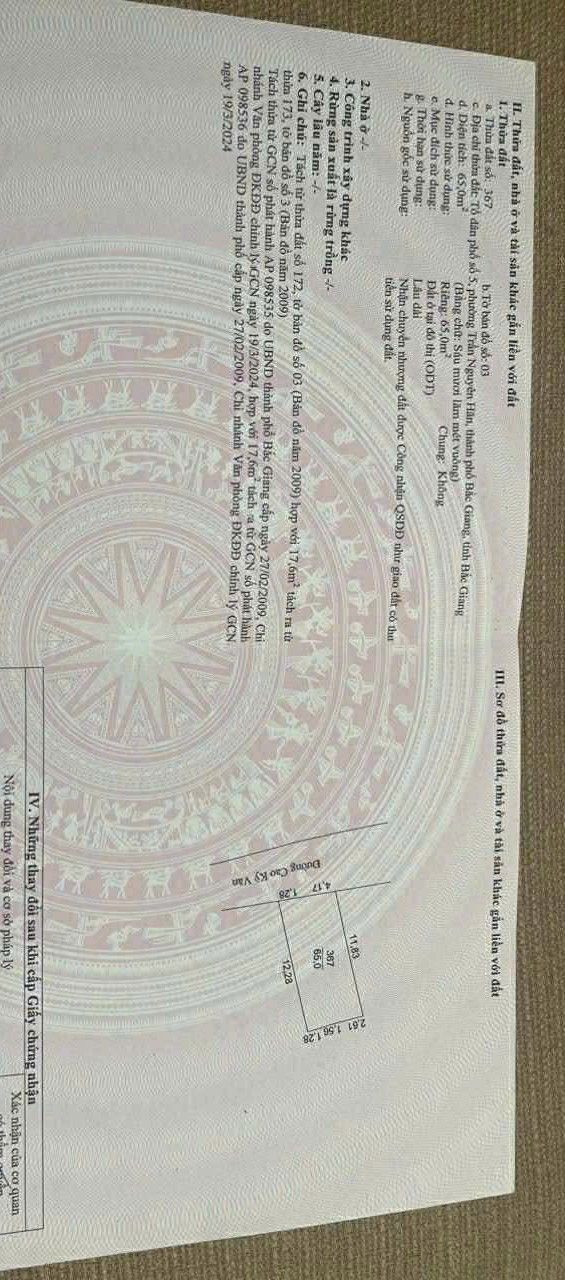 Bán đất 65m² Cao Kỳ, Tân Yên - Sổ đỏ sẵn, ô tô vào nhà