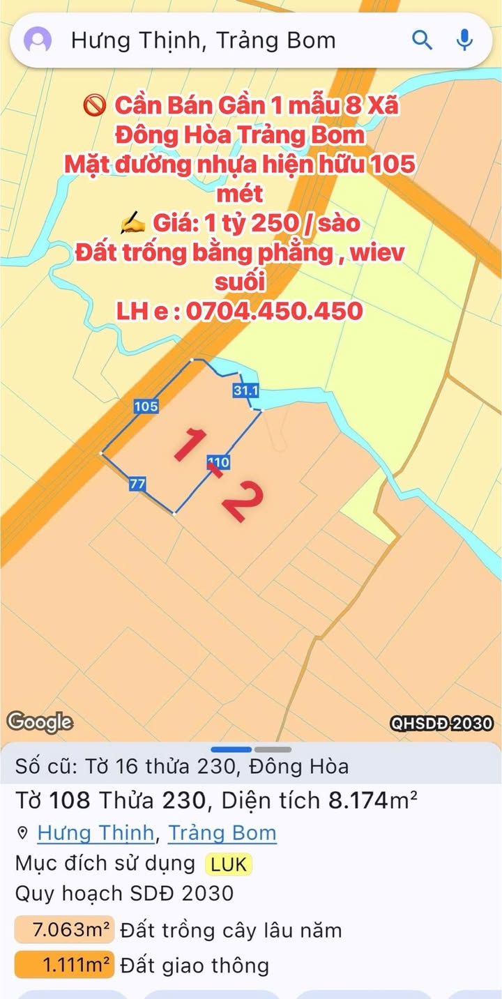 Đất Vườn Đồng Nai 1.8ha Mặt Tiền Sổ Đỏ Giá Tốt