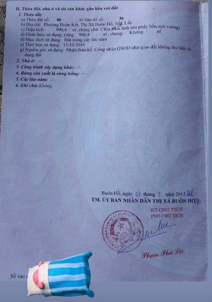 Đất nền Phường Đoàn Kết Buôn Hồ 910m² - Sổ đỏ chính chủ, tiềm năng sinh lời!