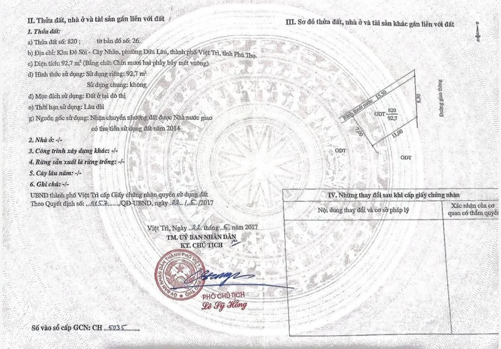 Bán Đất Mặt Tiền 8m Đường Hoàng Quy Dữu, Việt Trì - 92m² Giá 5.3 Tỷ