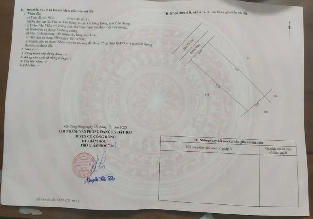 Đất nền Gò Táo, Tân Đông, Gò Công Đông 312m² - Tiềm năng tăng giá!