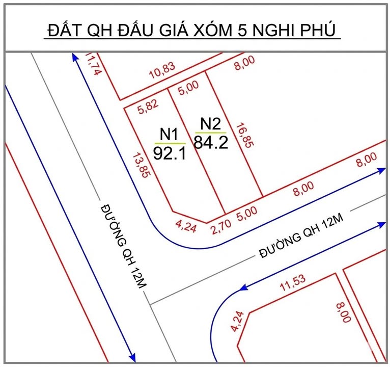 Đất Lô Góc Phường Nghi Phú, Vinh 92m² - Giá 4.5 Tỷ, Vị Trí Đẹp