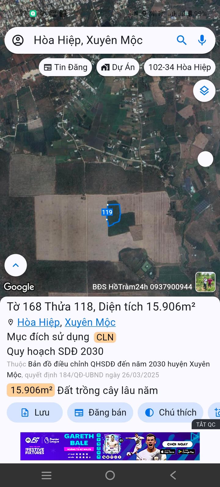 Bán Đất Vườn 1300m² Xã Hòa Hiệp, Bà Rịa - Vũng Tàu - Giá Đầu Tư 2.5 Tỷ