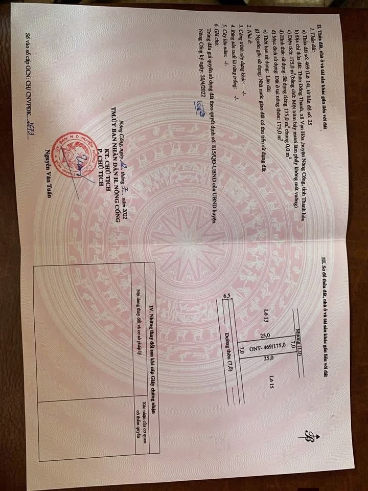 Đất nền Đồng Thanh Nông Cống 175m² - Sổ đỏ rõ ràng, giá 8xx triệu