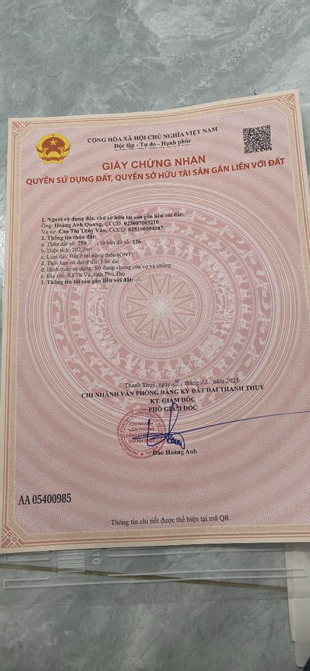 Đất nền Hoàng Xá, Thanh Thủy 200m² - Tiềm năng tăng giá 2x tỷ!