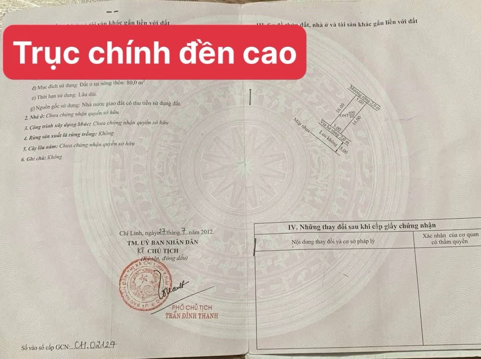 Đất Nền Chí Linh 80m² - Sổ Đỏ Riêng, Giá 1.45 Tỷ, Hướng Nam