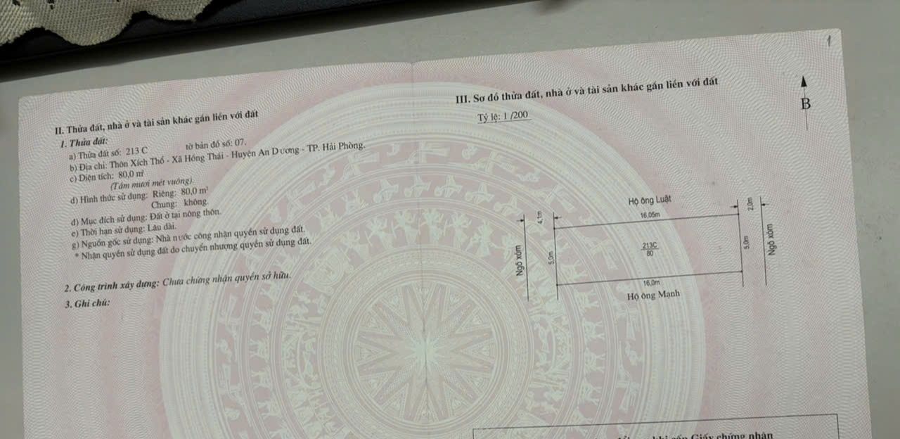 Đất nền Xích Thổ An Dương 80m² 1.9 tỷ - Tiềm năng tăng giá vượt trội!