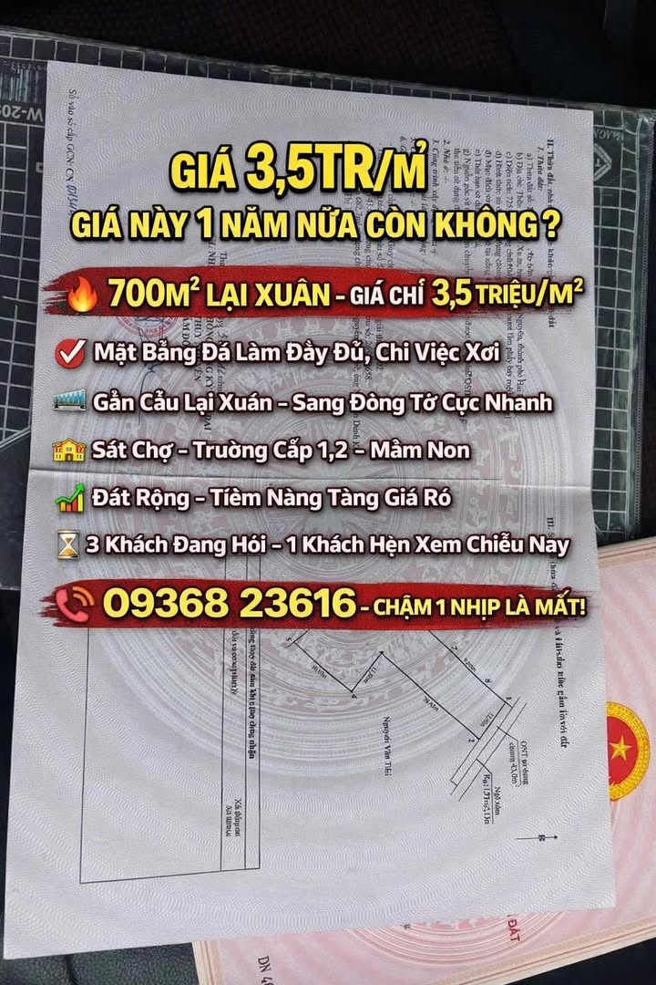 Đất nền Lại Xuân An Dương 700m² - Tiềm năng tăng giá vượt trội!