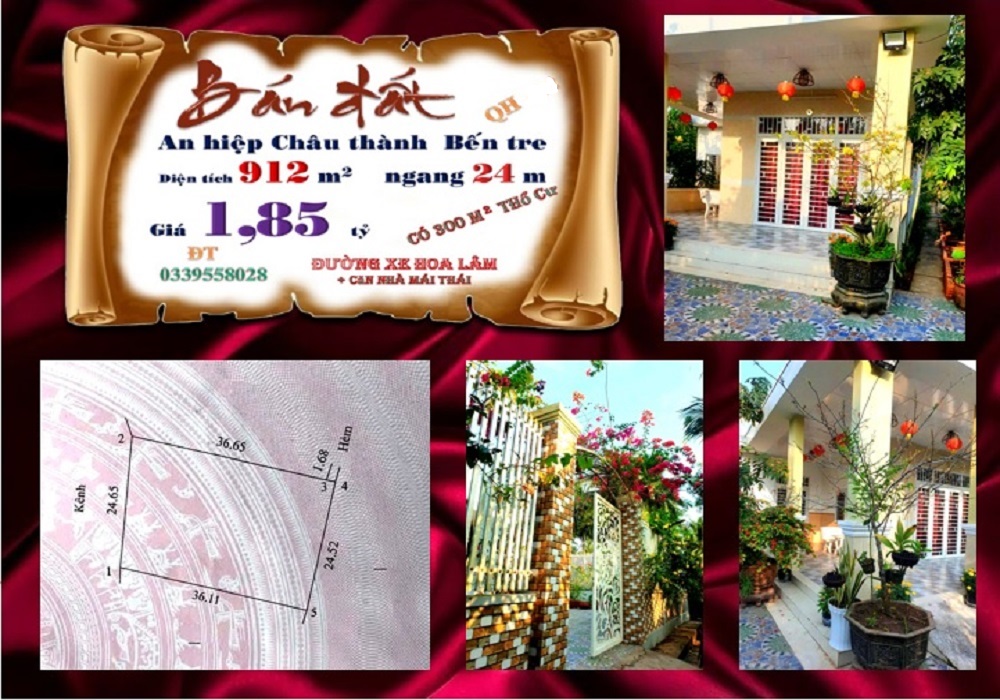 Đất An Phước Châu Thành 912m² 1.85 tỷ - Sổ đỏ chính chủ