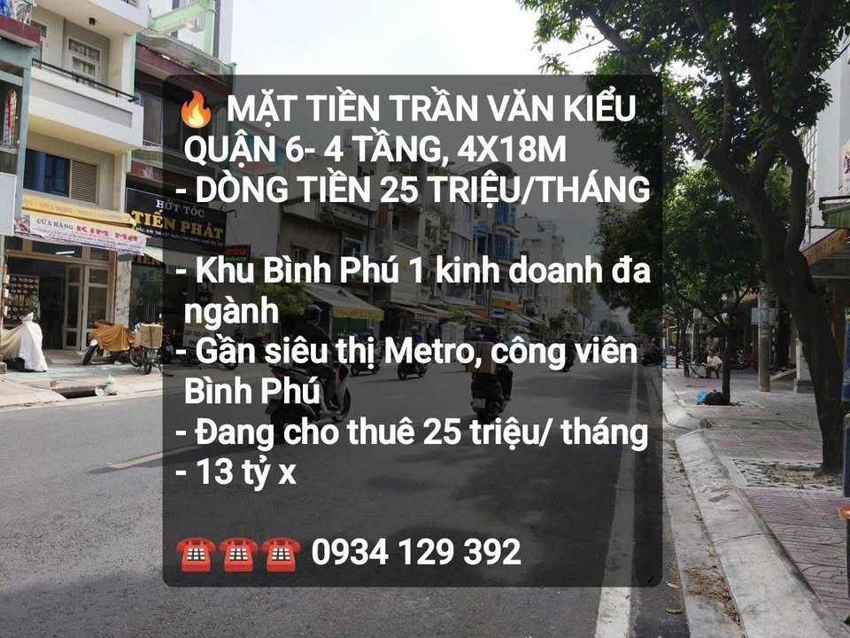 Nhà phố Trần Văn Kiểu Quận 6 72m² - Dòng tiền ổn định 25 triệu/tháng!