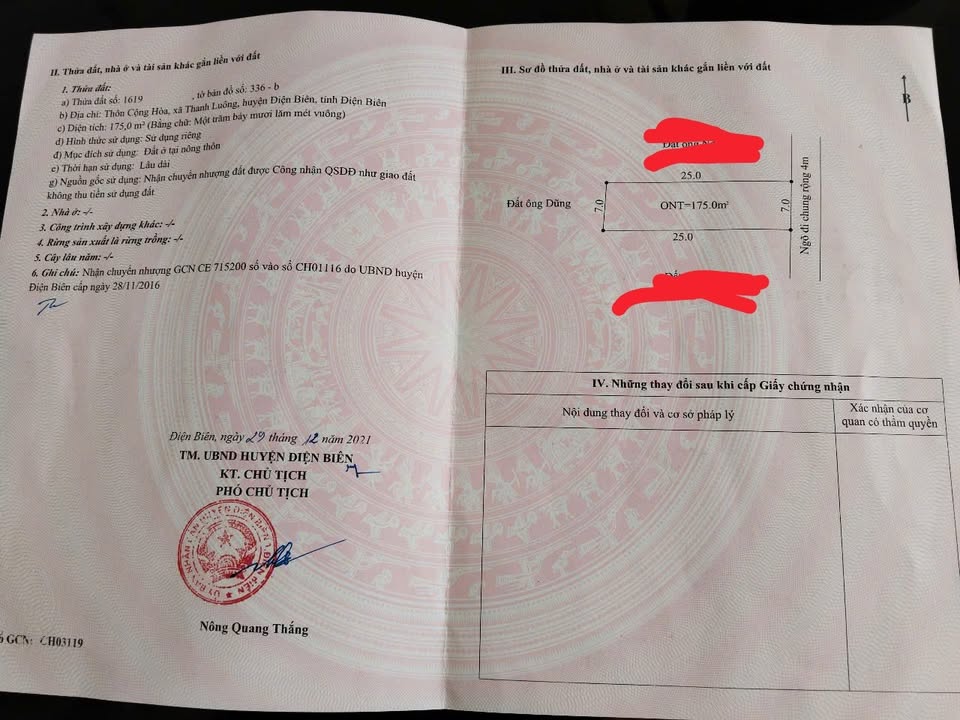 Đất nền Thôn Cộng Hòa 175m² Điện Biên - Sổ đỏ chính chủ!