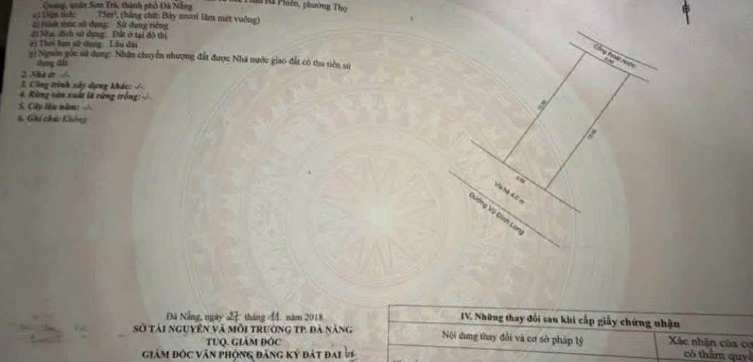 Bán đất mặt tiền 7.5m Vũ Đình Long, Sơn Trà - 75m² gần biển, giá 8.x tỷ