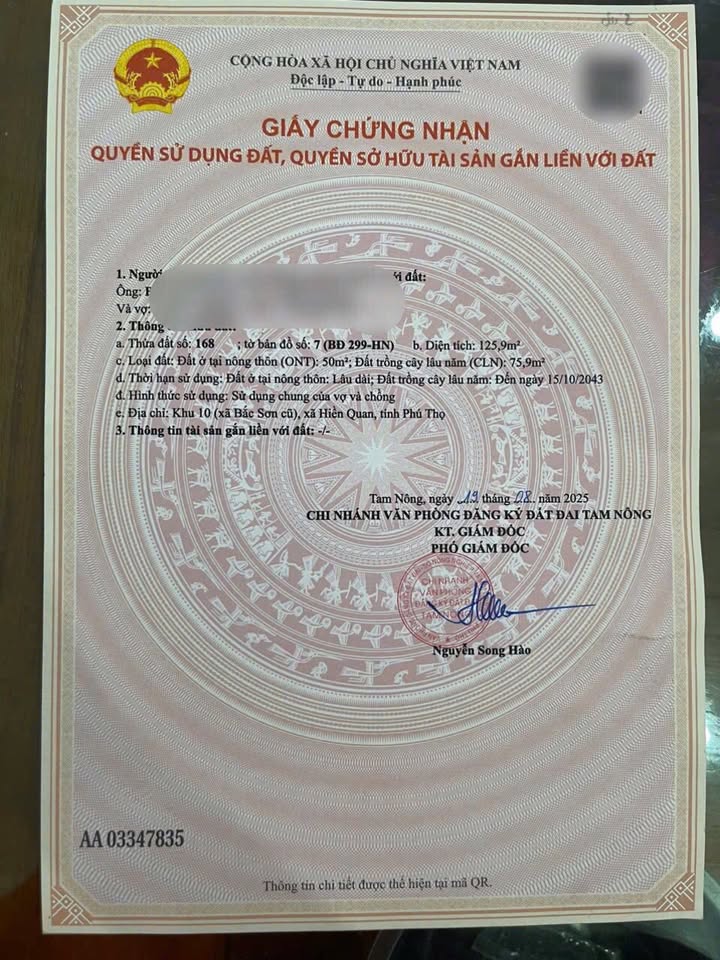 Đất nền Tam Nông, Phú Thọ 125.9m² - Sổ đỏ chính chủ!