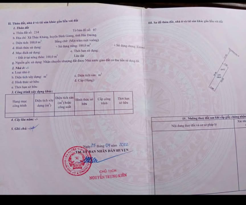 Đất nền Bình Giang 100m² - Sổ đỏ chính chủ, tiềm năng tăng giá!