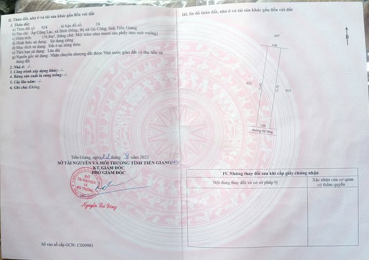 Đất nền Gò Công 156m² giá tốt – Sổ đỏ chính chủ, xây dựng tự do!