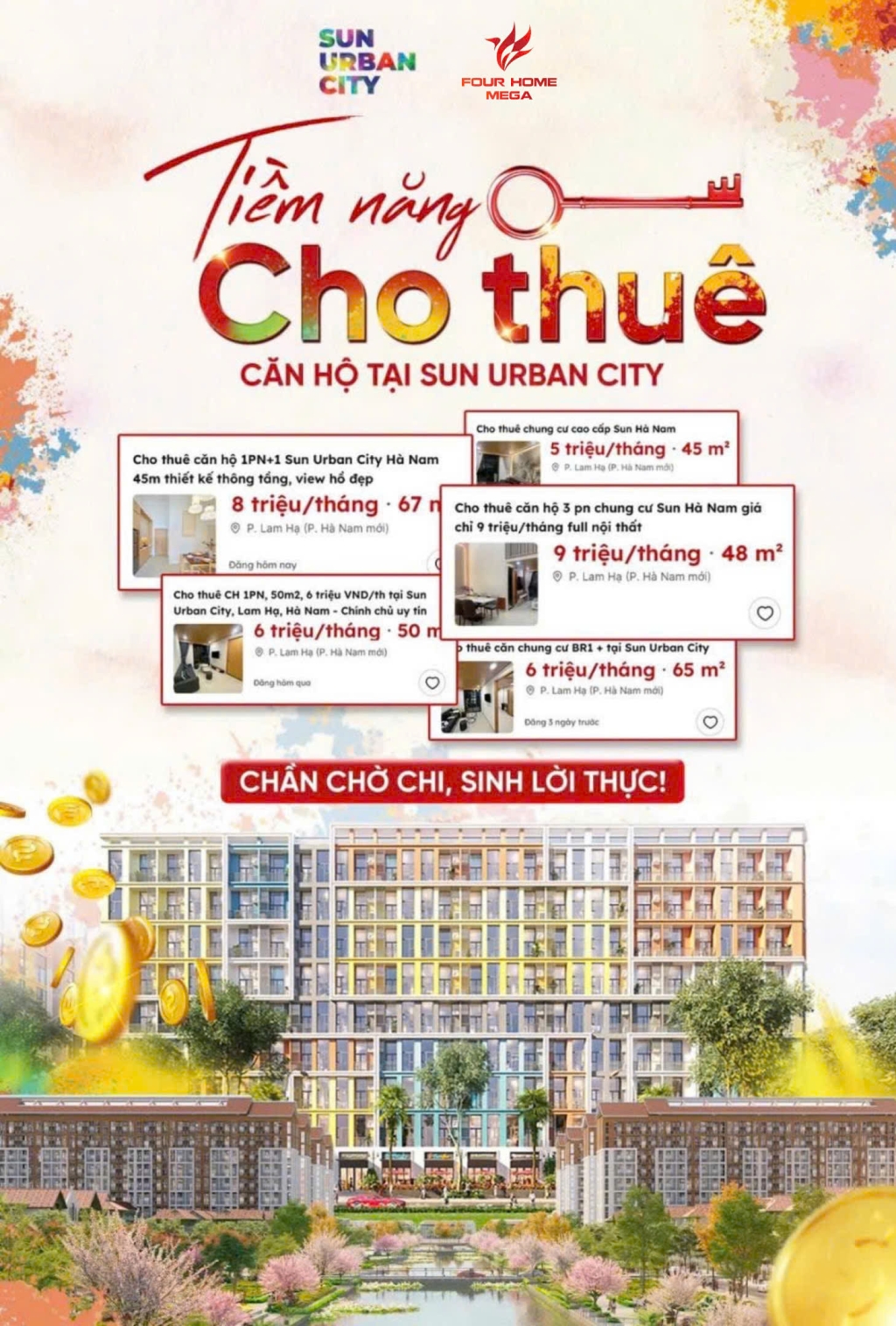 Căn hộ Duplex Sun Urban City 68m² giá 8 triệu - View đẹp!
