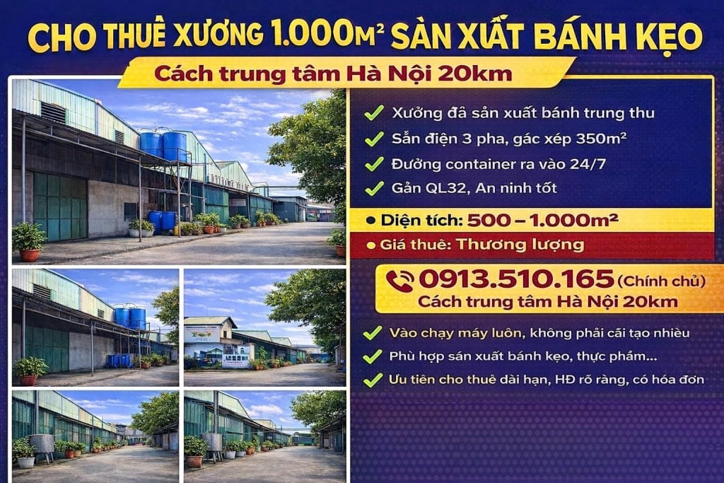 Kho xưởng Đan Phượng 1000m² - Gần KCN, Container thoải mái!