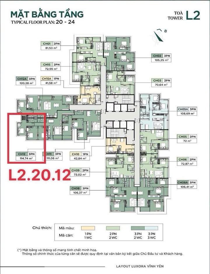 Căn hộ 3PN Luxora Vĩnh Yên 114m² - View Sông Cầu Đẹp Nhất