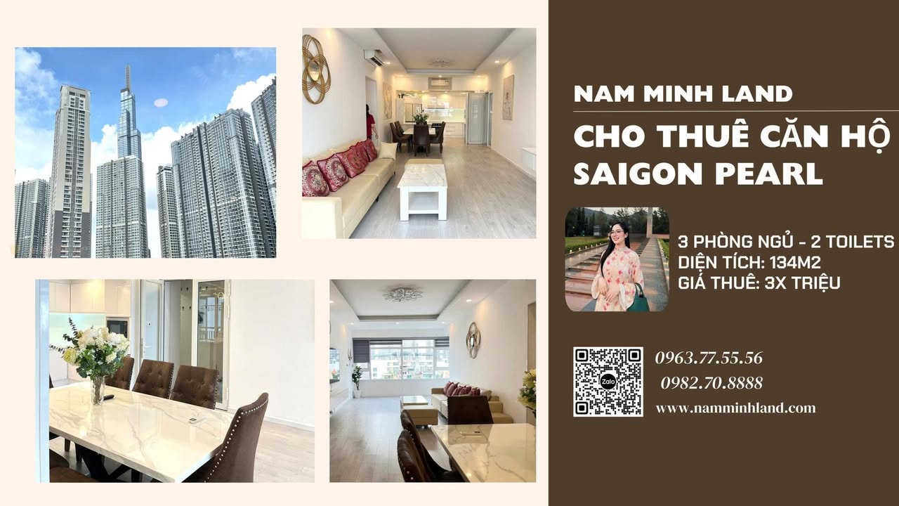 Thuê căn hộ Saigon Pearl 135m² 3PN giá 30 triệu - View đẹp lung linh!