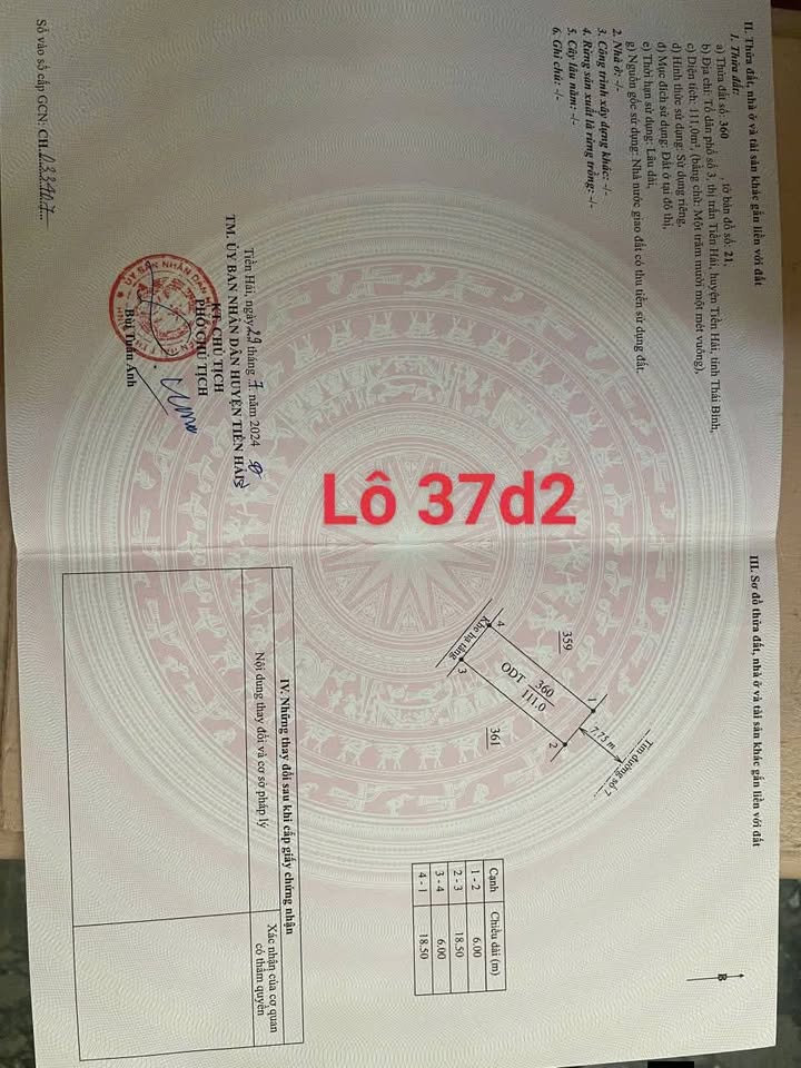 Đất nền Xã Tây Ninh, Tiền Hải 111m² chỉ 2 tỷ - Sổ đỏ chính chủ!