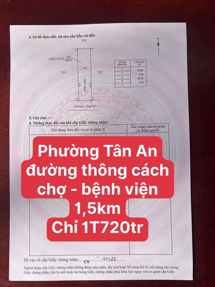 Đất nền Phường Tân An, Thủ Dầu Một 100m² giá 1.72 tỷ - Sổ đỏ chính chủ