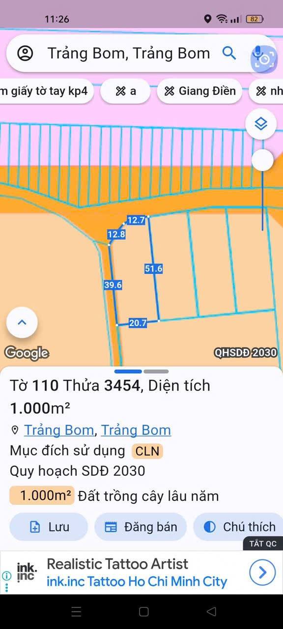 Đất nền 1000m² Giang Điền, Trảng Bom - Sổ đỏ sẵn, giá đầu tư