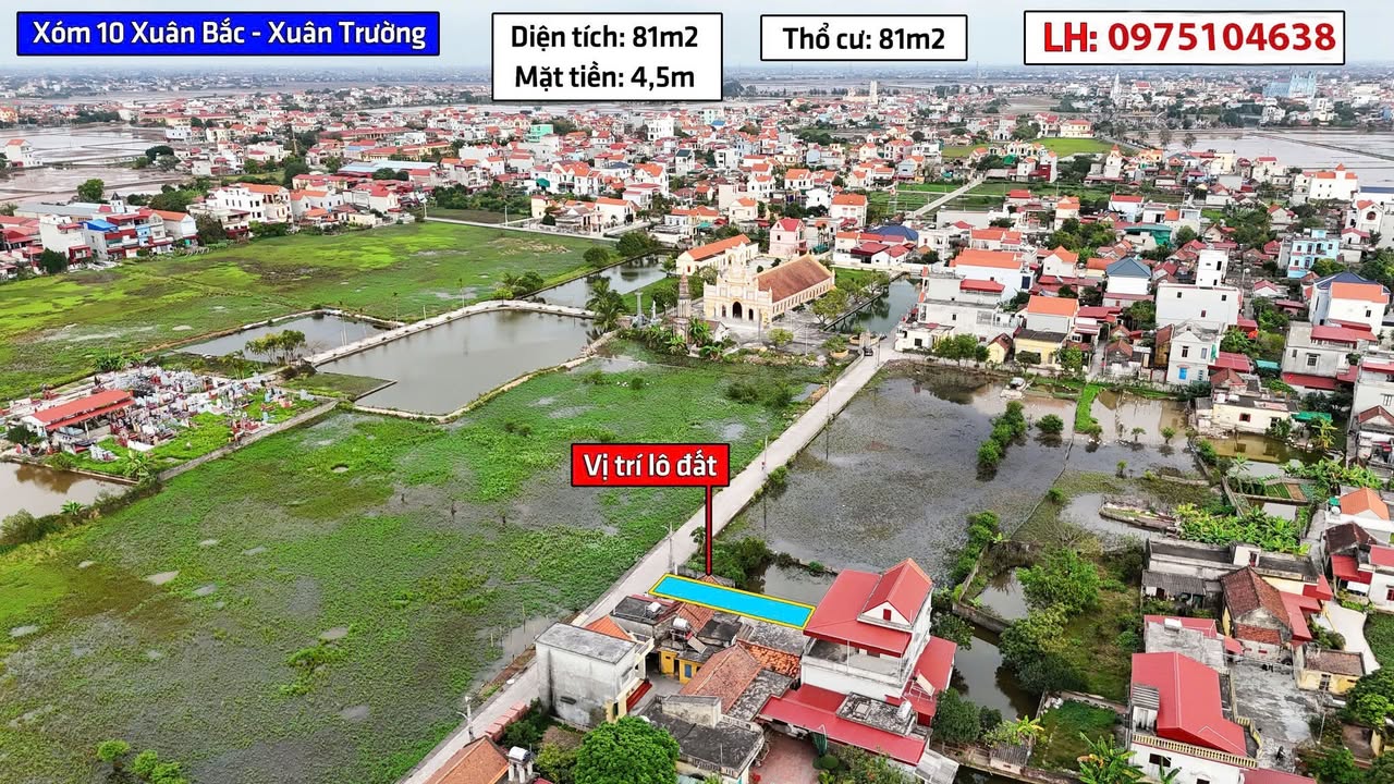 Đất thổ cư Xuân Trường, Nam Định 81m² - Sổ hồng sẵn sàng