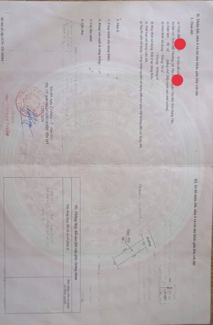 Đất nền Mễ Thượng, Yên Mỹ, Hưng Yên - 76m² Sổ đỏ, ô tô tránh