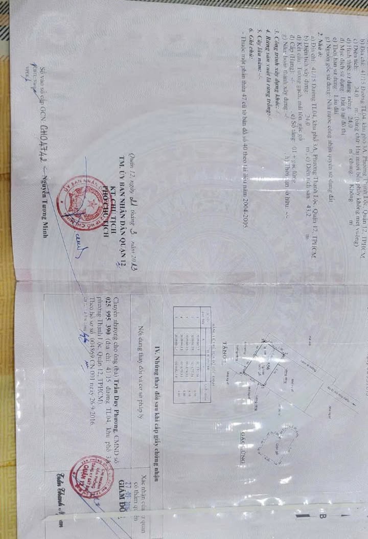 Nhà riêng Hà Huy Giáp Q.12 24m² giá 1.93 tỷ - Bán gấp!