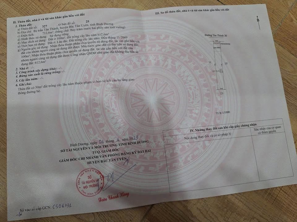 Đất nền Thị trấn Tân Thành Bắc Tân Uyên 710m² 3.2 tỷ - Tiềm năng tăng giá!