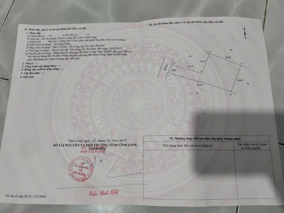 Đất Nền Vĩnh Long 963.9m² - View Sông Mát Mẻ, Lộ Ô Tô