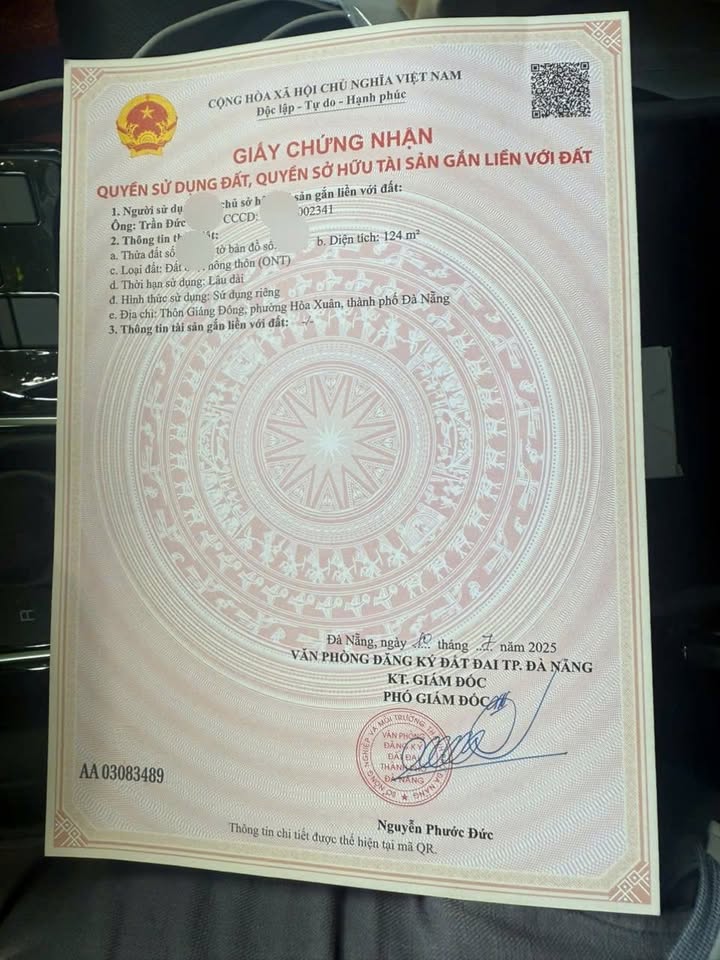 Đất nền Hòa Xuân Đà Nẵng 124m² - Đường to ô tô, giá chỉ 1.6 tỷ