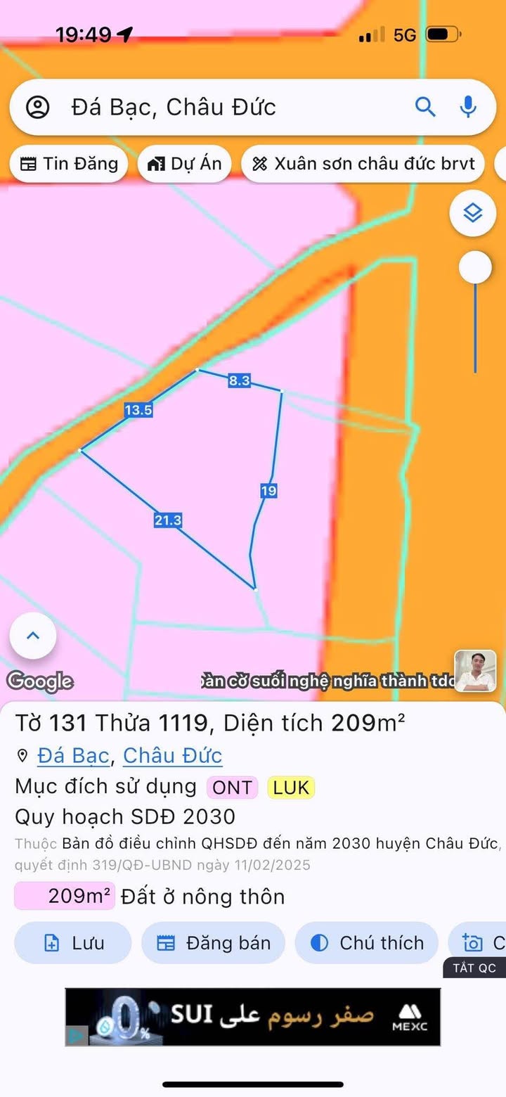 Đất nền Xã Đá Bạc, Châu Đức 273m² – Sổ hồng chính chủ!