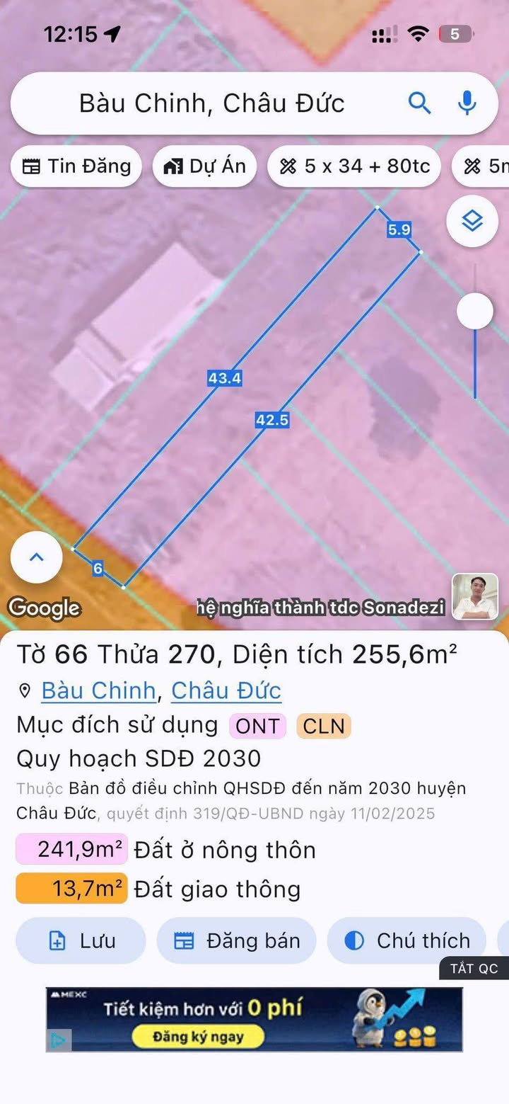 Đất Nền Châu Đức 258m² - Sổ Hồng Thổ Cư, Giá Bán Gấp 720 Triệu