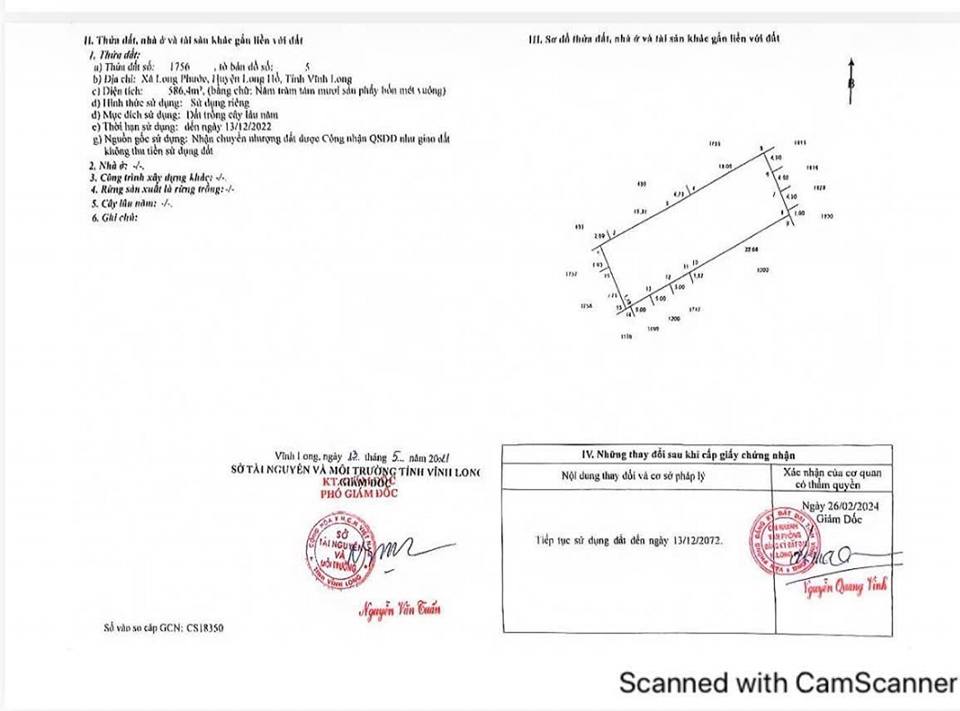 Đất nền Long Phước, Vĩnh Long 586m² – Sổ đỏ chính chủ, giá 2.65 tỷ!